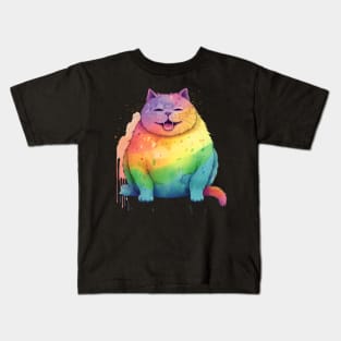 Rainbow Chonky Kitty Kids T-Shirt